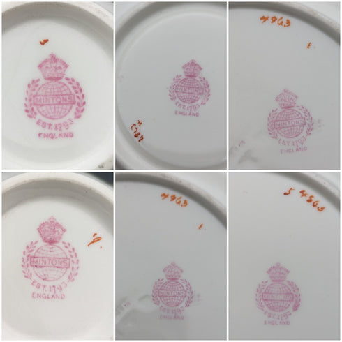 20 世紀初英國復古明頓茶杯三重奏一對雞蛇綠色